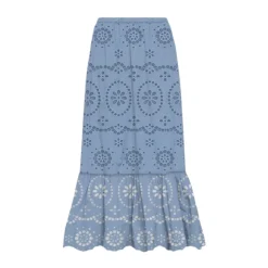Ankle-Length Ruffle Skirt in Sangallo