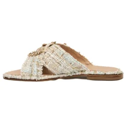 Beige Cross Strap Sandals