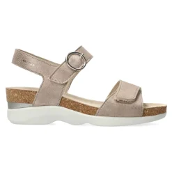 Beige Wedge Sandal with Velcro Straps