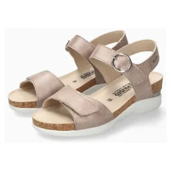 Beige Wedge Sandal with Velcro Straps