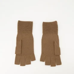 Beige Wool Unisex Logo Mittens