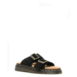 Black Buckle Detail Flat Sandals