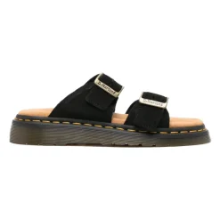 Black Buckle Detail Flat Sandals