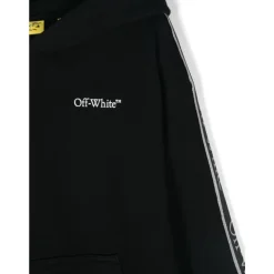 Black Cotton Hoodie with Logo Print