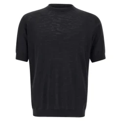 Black Cotton Sweater Short Sleeves