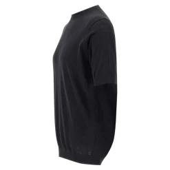 Black Cotton Sweater Short Sleeves