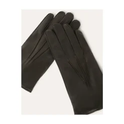 Black Lamb Leather Knitted Wool Gloves