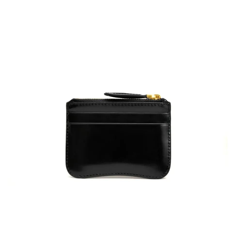 Black Leather Card Holder with Zip