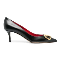 Black Leather Pointed Heel Shoes