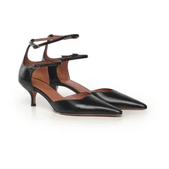 Black Leather Pointed Toe Heels