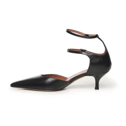 Black Leather Pointed Toe Heels