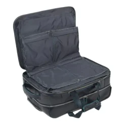 Black Leather Trolley Bag for PC and iPad