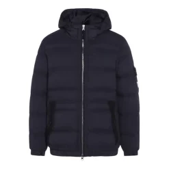 Black Quilted Coat with Removable Compass