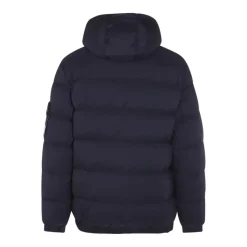Black Quilted Coat with Removable Compass