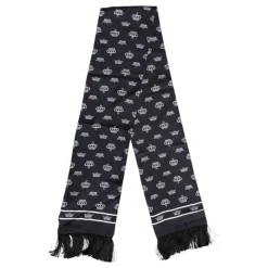 Black Silk Crown Fringes Men Scarf