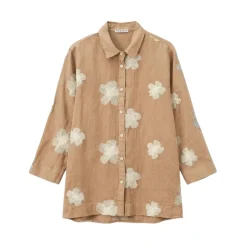Camicia in lino con ricami tinto capo