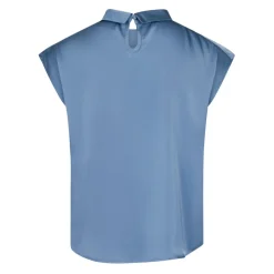 Dusty Blue Drapy Satin Blouse