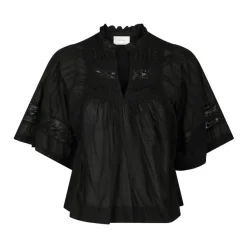 Elegant Black Blouse with Embroidered Details