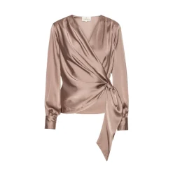 Elegant Tan Blouse with Asymmetric Cut