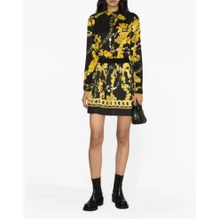 Flower Chain Black Gold Blouse