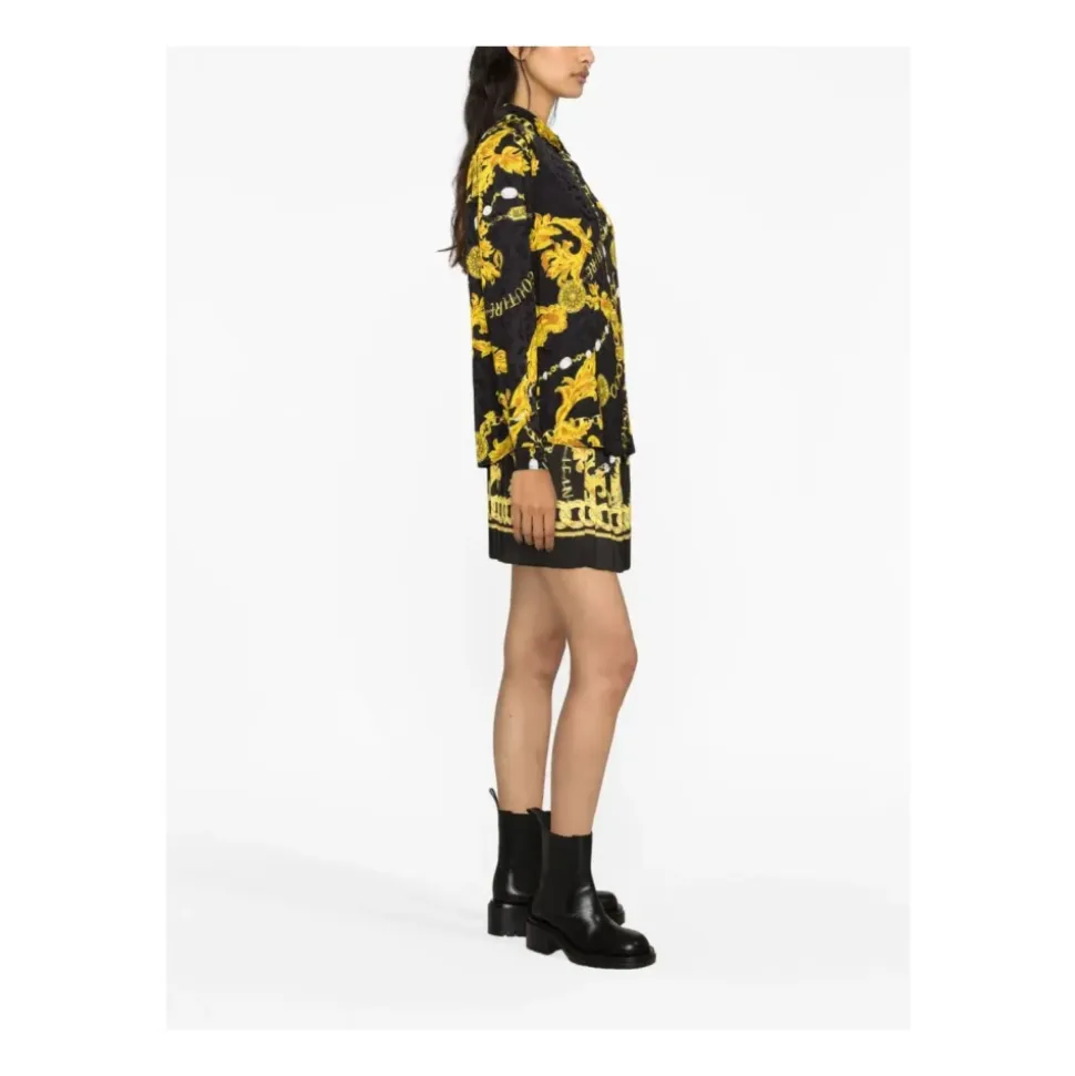 Flower Chain Black Gold Blouse