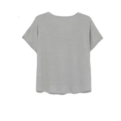 Grey Sequined Trim V-Neck T-Shirt