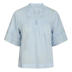 Light Blue Flounce Sleeve Blouse