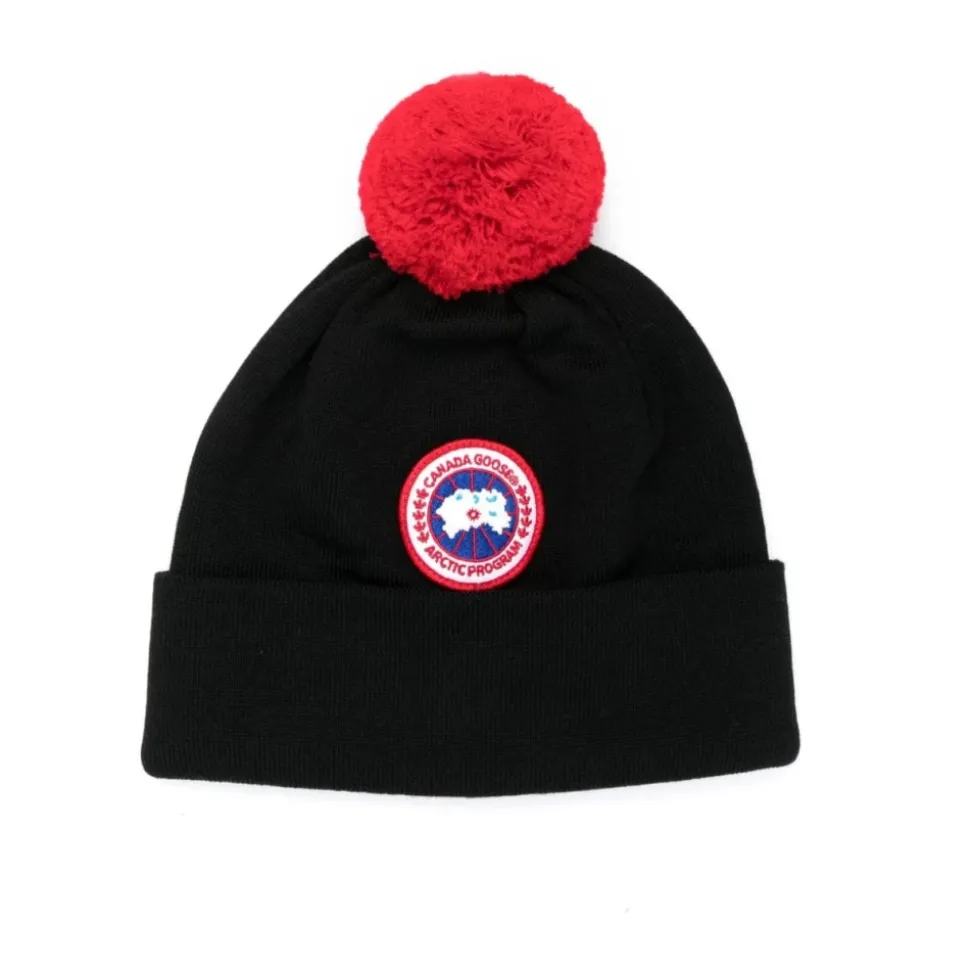 Logo-Patch Pompom Wool Beanie