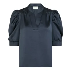 Midnight Blue Satin Blouse Roella Hearvy