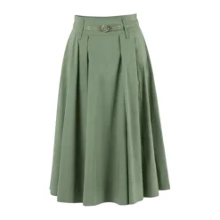 Poplin Midi Skirt with Adjustable Belt