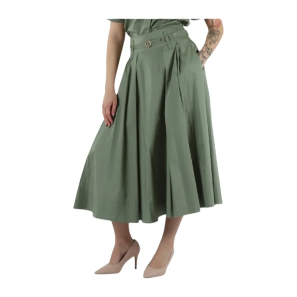Poplin Midi Skirt with Adjustable Belt