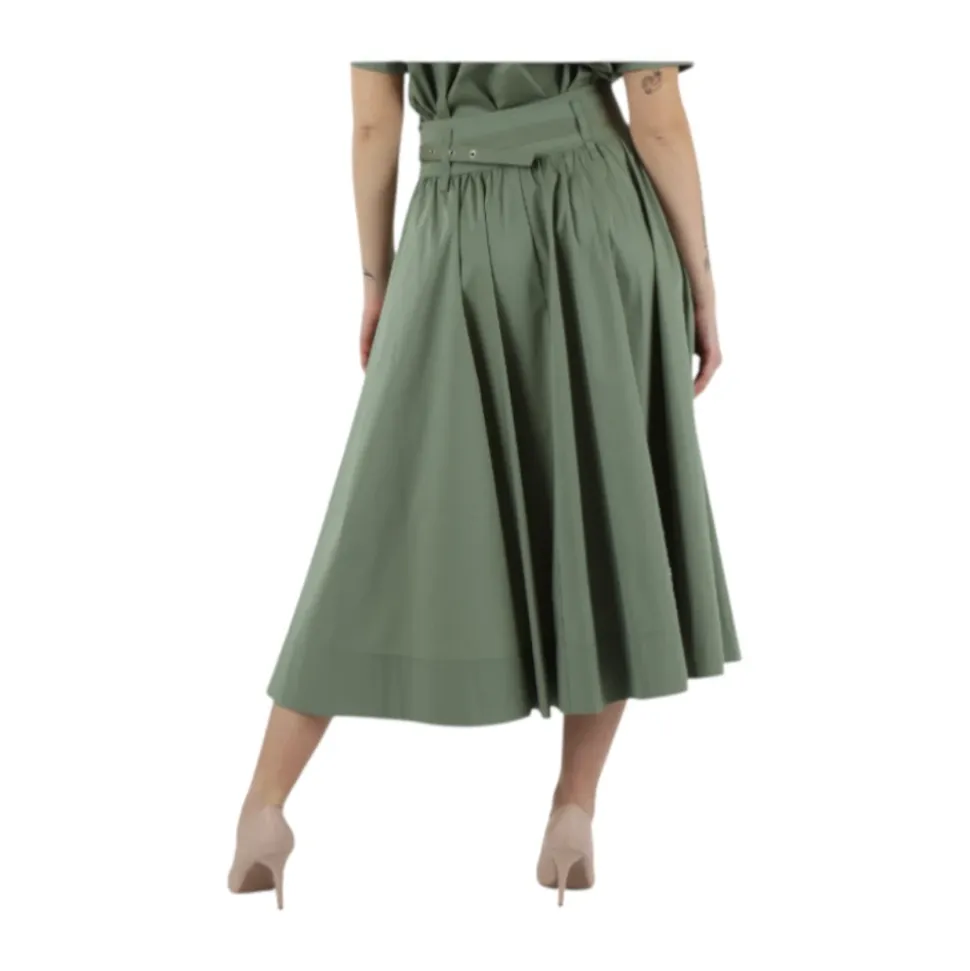 Poplin Midi Skirt with Adjustable Belt