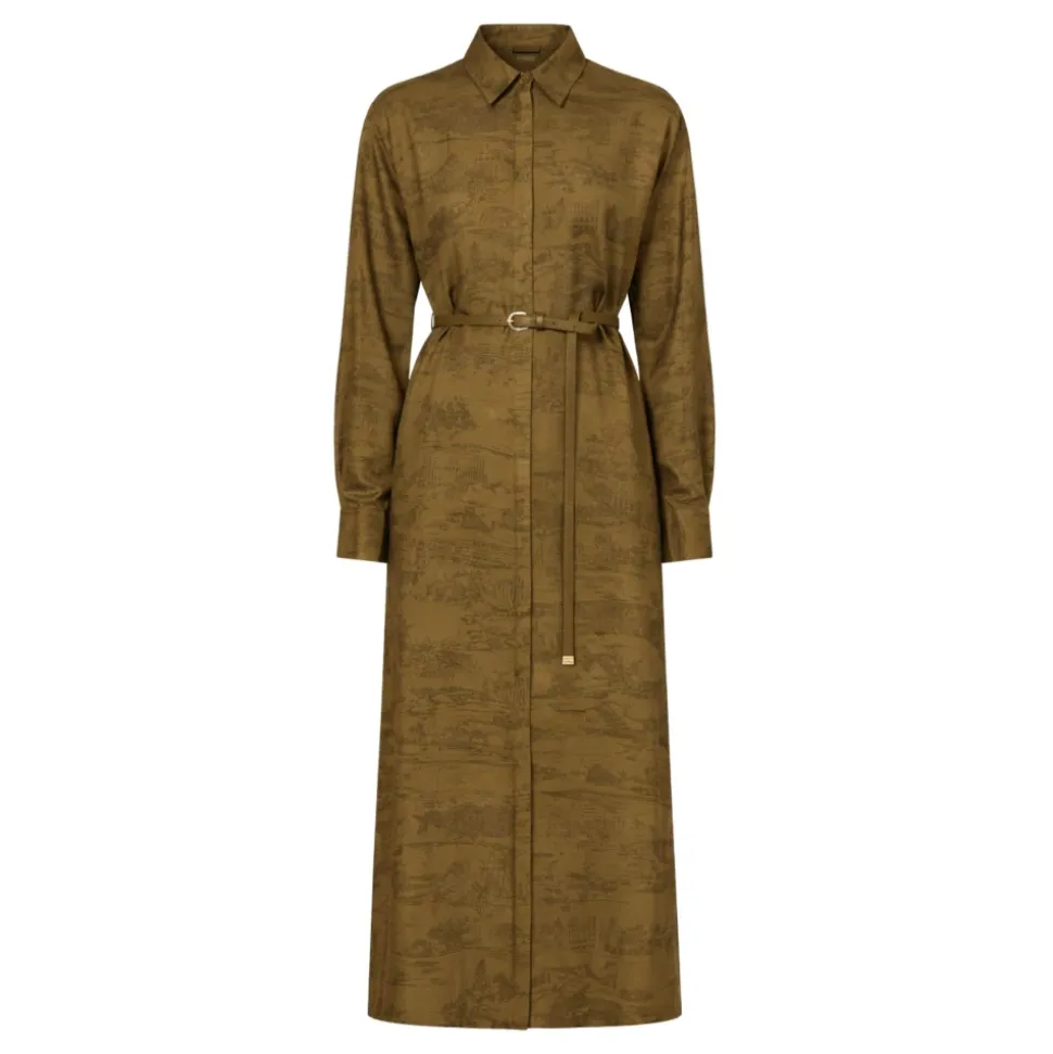 Printed Silk Twill Midi Shirt Dress