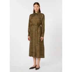 Printed Silk Twill Midi Shirt Dress