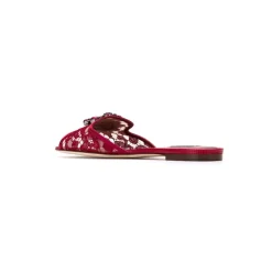 Red Sandals with Crystal Embellishments