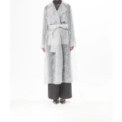 Silk Orchid Embroidery Trench Coat