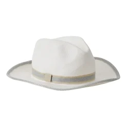 Silver Metallic Trim Panama Hat