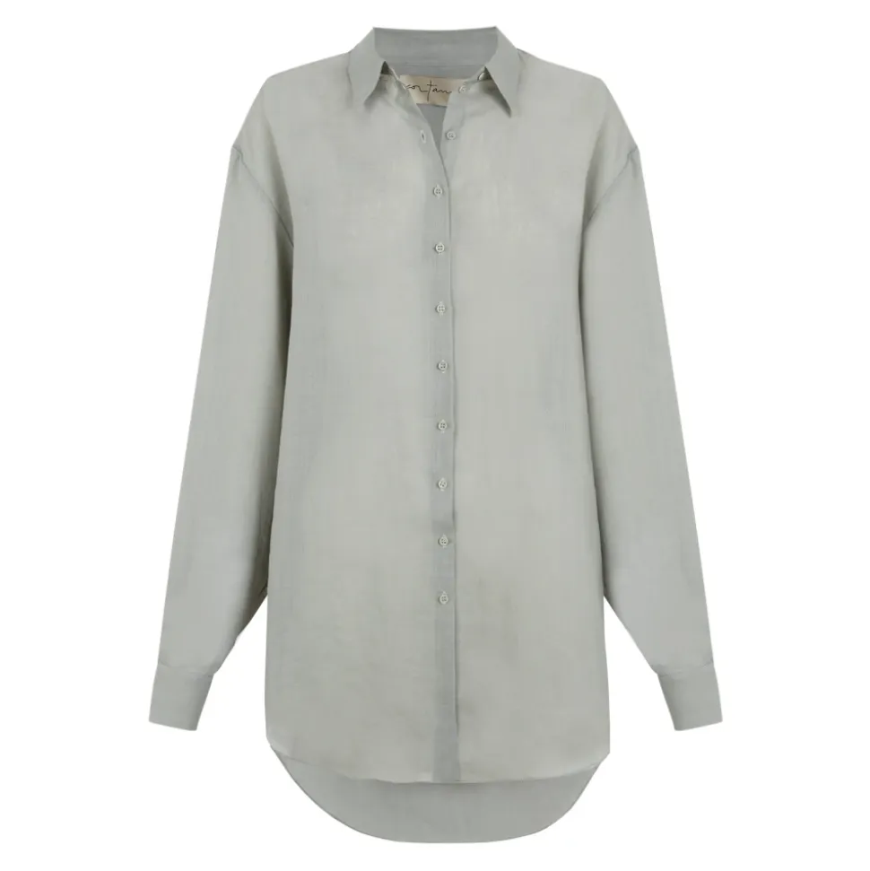 Sky Blue Oversized Linen Shirt