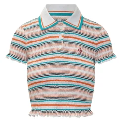 Stripe Shirred Polo