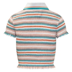 Stripe Shirred Polo