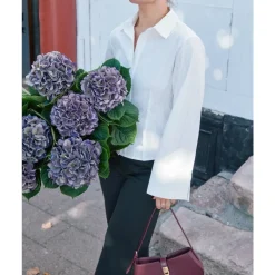 White Solid Shirt with Wide Sleeves