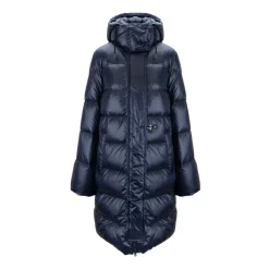 Women's Down Jacket with Zipper and Snap Button